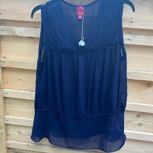 G.I.L.I. Deep Blue Pleated Blouse